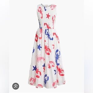 NWT J. Crew Printed smocked midi dress
